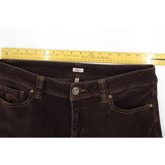 Reba Pants Womens 10 Brown Corduroy Straight Leg Embroidered Back Yoke 5 Pocket - Picture 6 of 11